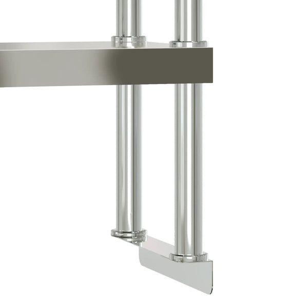 vidaXL Table de travail de cuisine avec plateau surélevé 110x30x150 cm acier inoxydable