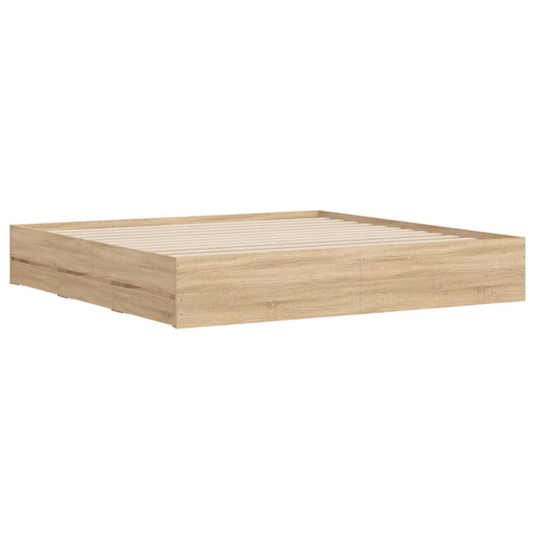 vidaXL Cadre de lit avec tiroirs Chêne Sonoma 200x200 cm Bois d'ingénierie