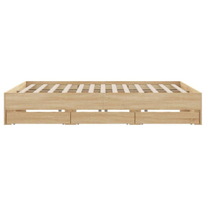 vidaXL Cadre de lit avec tiroirs Chêne Sonoma 200x200 cm Bois d'ingénierie