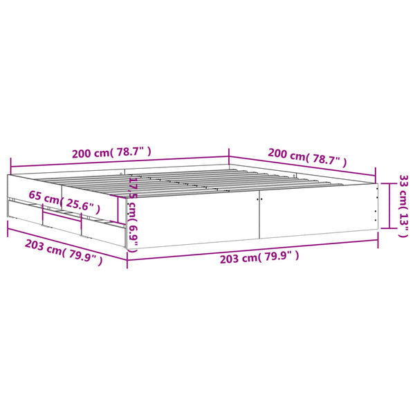 vidaXL Cadre de lit avec tiroirs Chêne Sonoma 200x200 cm Bois d'ingénierie