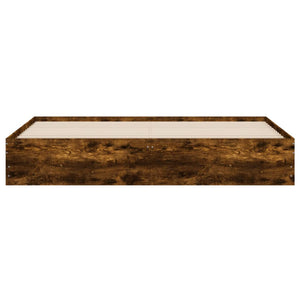 vidaXL Cadre de lit avec tiroirs Chêne fumé 200x200cm Bois d'ingénierie