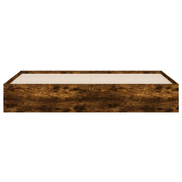 vidaXL Cadre de lit avec tiroirs Chêne fumé 200x200cm Bois d'ingénierie