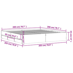 vidaXL Cadre de lit avec tiroirs Chêne fumé 200x200cm Bois d'ingénierie