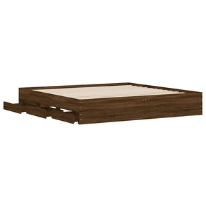 vidaXL Bed Frame with Drawers Brown Oak-look 200x200 cm