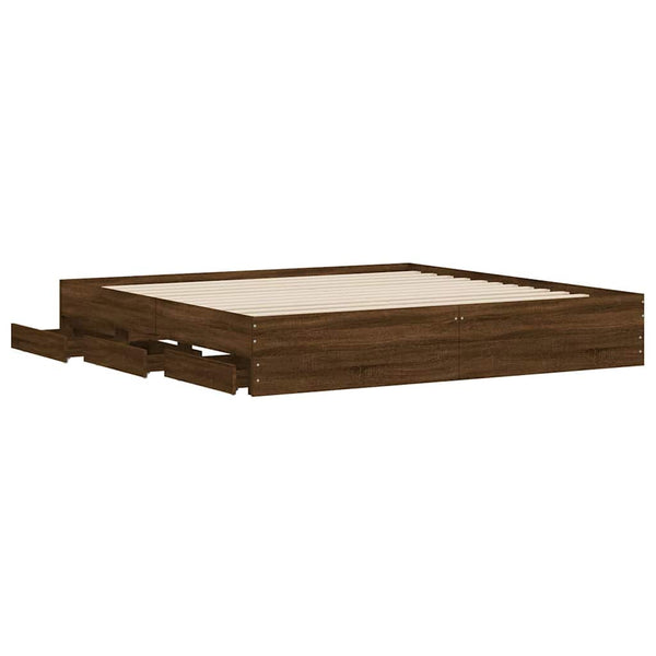vidaXL Bed Frame with Drawers Brown Oak-look 200x200 cm