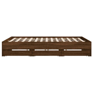 vidaXL Bed Frame with Drawers Brown Oak-look 200x200 cm
