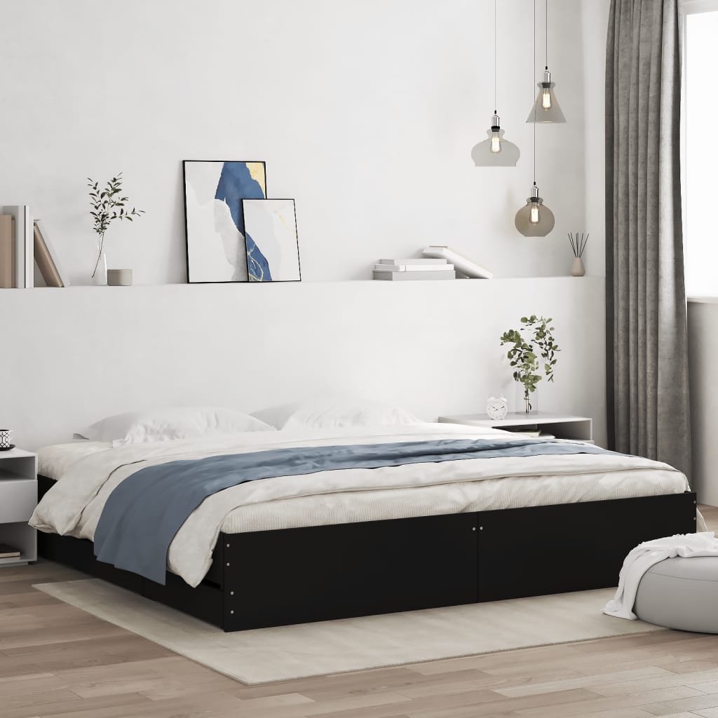 Bettgestell Schwarz 180x200 cm mit Schubladen