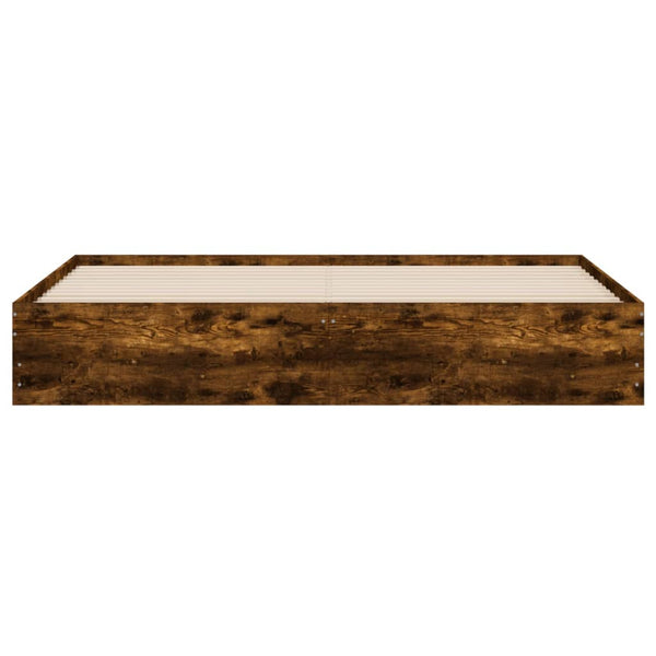 vidaXL Cadre de lit avec tiroirs chêne fumé 180x200cm Bois d'ingénierie