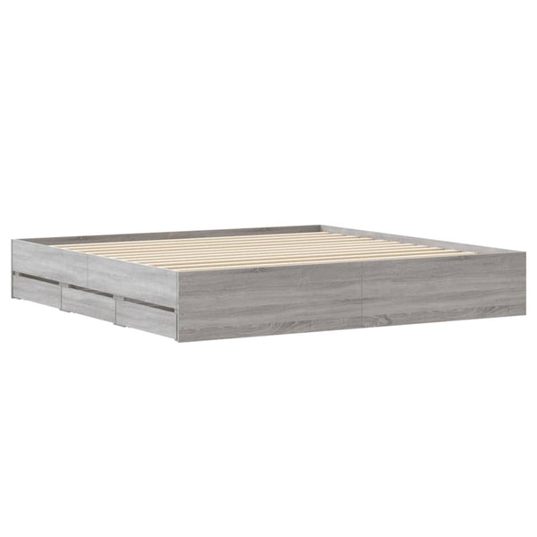 Bettgestell 180x200 cm mit Schubladen Grau