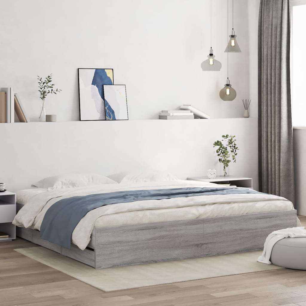 Bettgestell 180x200 cm mit Schubladen Grau