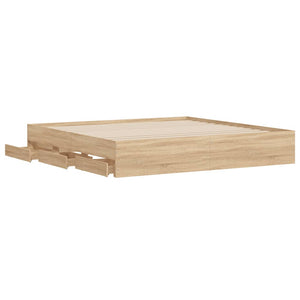 vidaXL Cadre de lit avec tiroirs Chêne Sonoma 160x200 cm Bois d'ingénierie