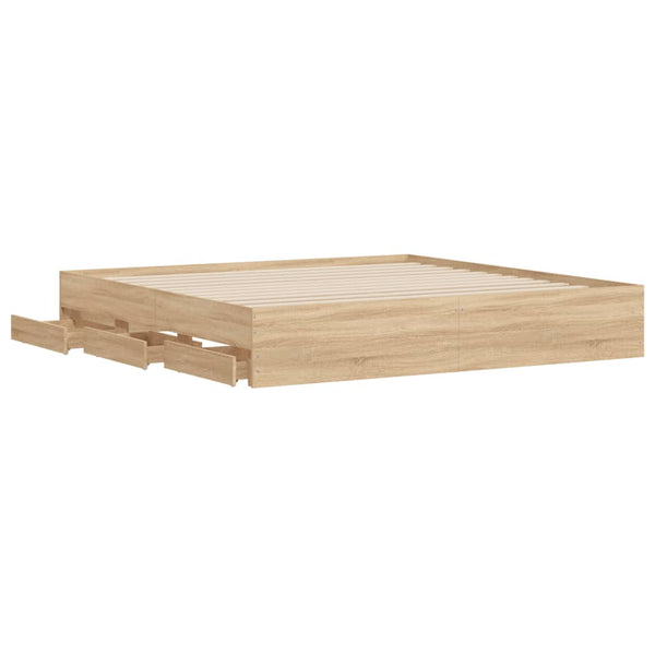 vidaXL Cadre de lit avec tiroirs Chêne Sonoma 160x200 cm Bois d'ingénierie
