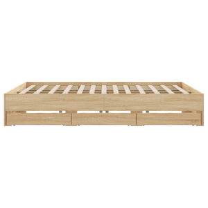 vidaXL Cadre de lit avec tiroirs Chêne Sonoma 160x200 cm Bois d'ingénierie