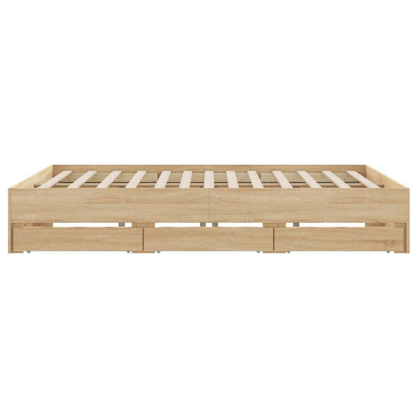 vidaXL Cadre de lit avec tiroirs Chêne Sonoma 160x200 cm Bois d'ingénierie