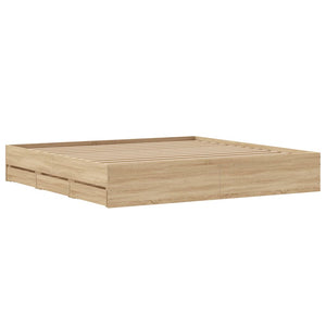 vidaXL Cadre de lit avec tiroirs Chêne Sonoma 160x200 cm Bois d'ingénierie