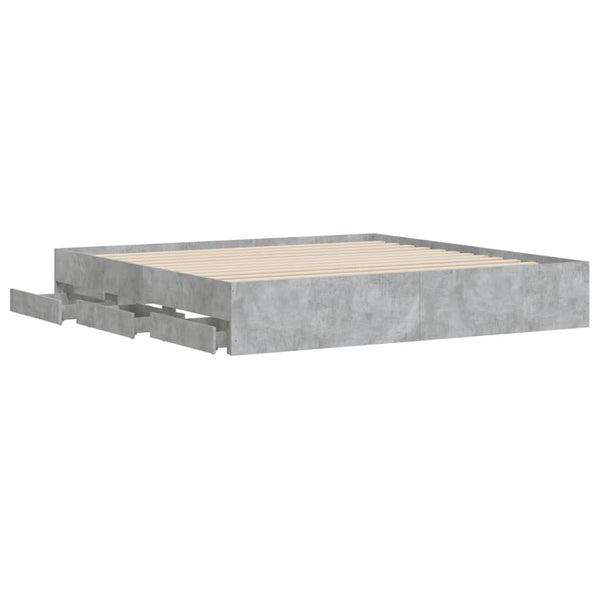 Bettgestell mit Schubladen 160x200 cm Betongrau