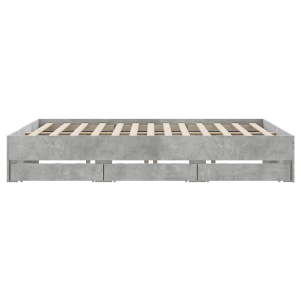 Bettgestell mit Schubladen 160x200 cm Betongrau