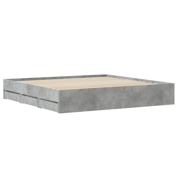 Bettgestell mit Schubladen 160x200 cm Betongrau