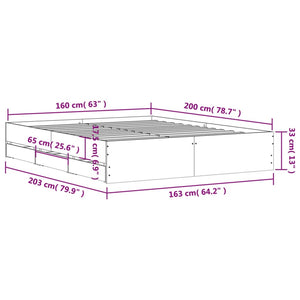 Bettgestell mit Schubladen 160x200 cm Betongrau