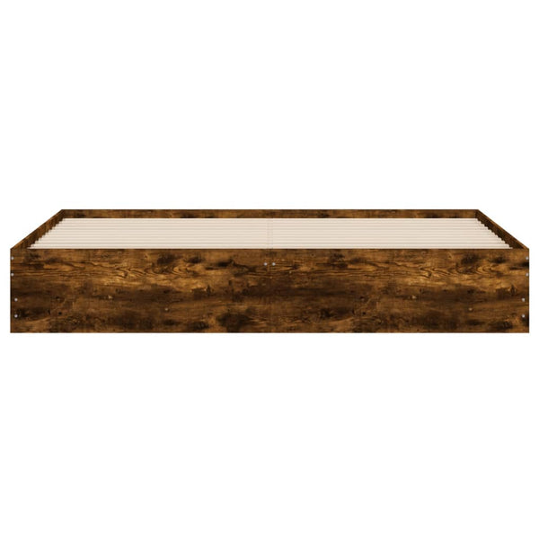 vidaXL Cadre de lit avec tiroirs chêne fumé 160x200cm, bois d'ingénierie