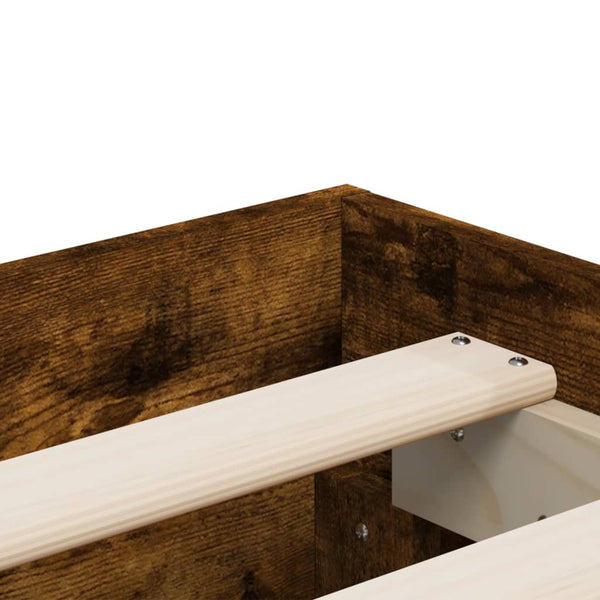 vidaXL Cadre de lit avec tiroirs chêne fumé 160x200cm, bois d'ingénierie