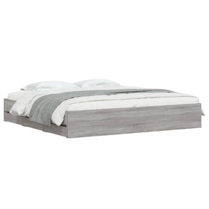 Bettgestell 160x200 cm mit Schubladen, Grau Sonoma