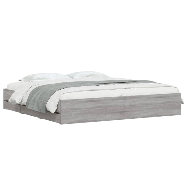 Bettgestell 160x200 cm mit Schubladen, Grau Sonoma