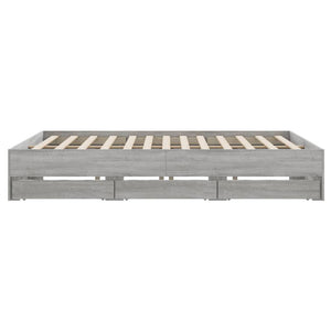 Bettgestell 160x200 cm mit Schubladen, Grau Sonoma