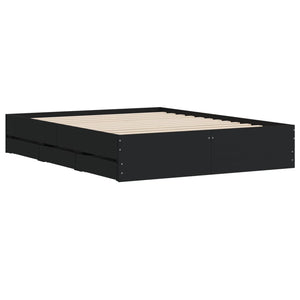 Bettgestell Schwarz 150x200 cm mit Schubladen