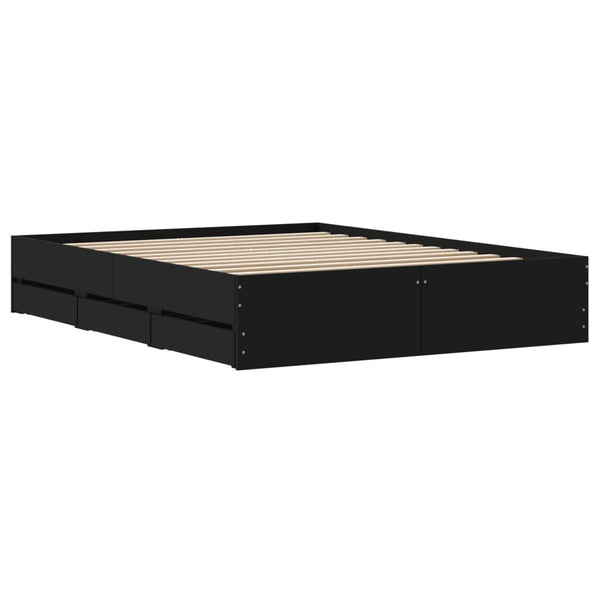 Bettgestell Schwarz 150x200 cm mit Schubladen