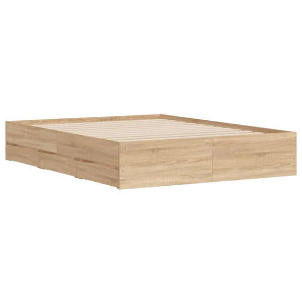 vidaXL Cadre de lit avec tiroirs Chêne Sonoma 150x200 cm Bois d'ingénierie