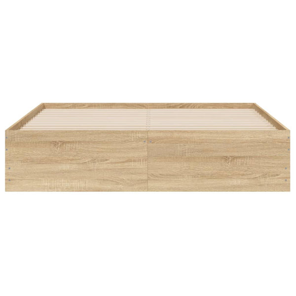 vidaXL Cadre de lit avec tiroirs Chêne Sonoma 150x200 cm Bois d'ingénierie