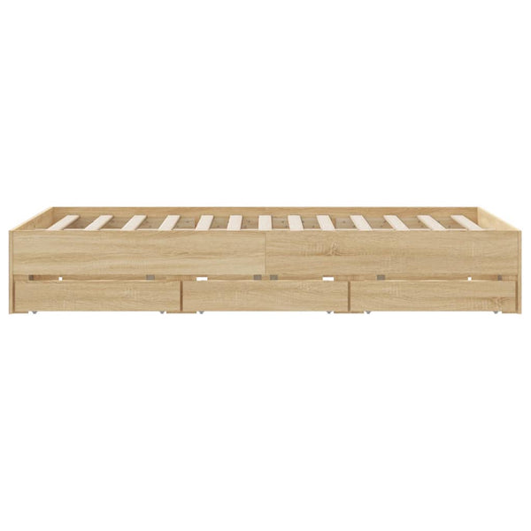 vidaXL Cadre de lit avec tiroirs Chêne Sonoma 150x200 cm Bois d'ingénierie