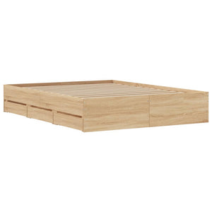 vidaXL Cadre de lit avec tiroirs Chêne Sonoma 150x200 cm Bois d'ingénierie