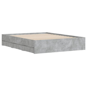 Bettgestell mit Schubladen 150x200 cm Betongrau