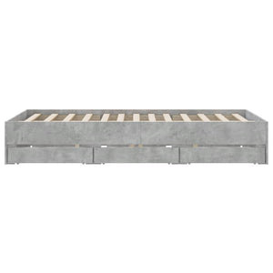 Bettgestell mit Schubladen 150x200 cm Betongrau