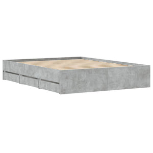 Bettgestell mit Schubladen 150x200 cm Betongrau