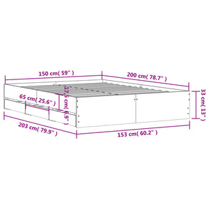 Bettgestell mit Schubladen 150x200 cm Betongrau