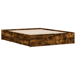 vidaXL Cadre de lit avec tiroirs chêne fumé 150x200cm Bois d'ingénierie