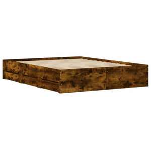 vidaXL Cadre de lit avec tiroirs chêne fumé 150x200cm Bois d'ingénierie