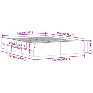 vidaXL Cadre de lit avec tiroirs chêne fumé 150x200cm Bois d'ingénierie