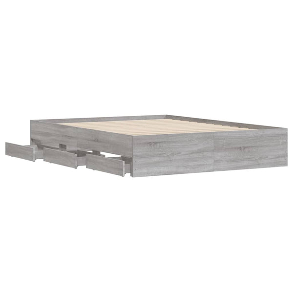 Bettgestell 150x200 cm mit Schubladen Grau