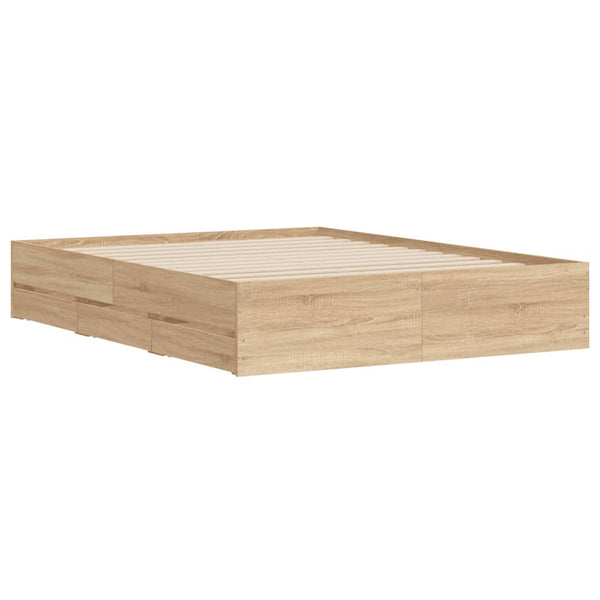 vidaXL Cadre de lit avec tiroirs Chêne Sonoma 140x200 cm Bois d'ingénierie