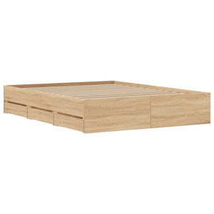 vidaXL Cadre de lit avec tiroirs Chêne Sonoma 140x200 cm Bois d'ingénierie
