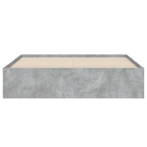 vidaXL Cadre de lit avec tiroirs Gris béton 140x200 cm Bois d'ingénierie