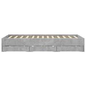 vidaXL Cadre de lit avec tiroirs Gris béton 140x200 cm Bois d'ingénierie