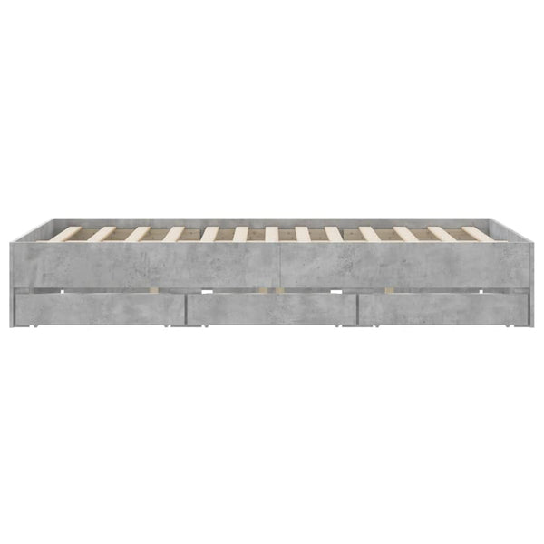 vidaXL Cadre de lit avec tiroirs Gris béton 140x200 cm Bois d'ingénierie