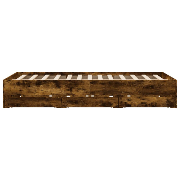 vidaXL Cadre de lit avec tiroirs chêne fumé 140x200cm bois d'ingénierie