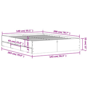 vidaXL Cadre de lit avec tiroirs chêne fumé 140x200cm bois d'ingénierie