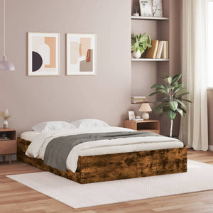 vidaXL Cadre de lit avec tiroirs chêne fumé 140x200cm bois d'ingénierie
